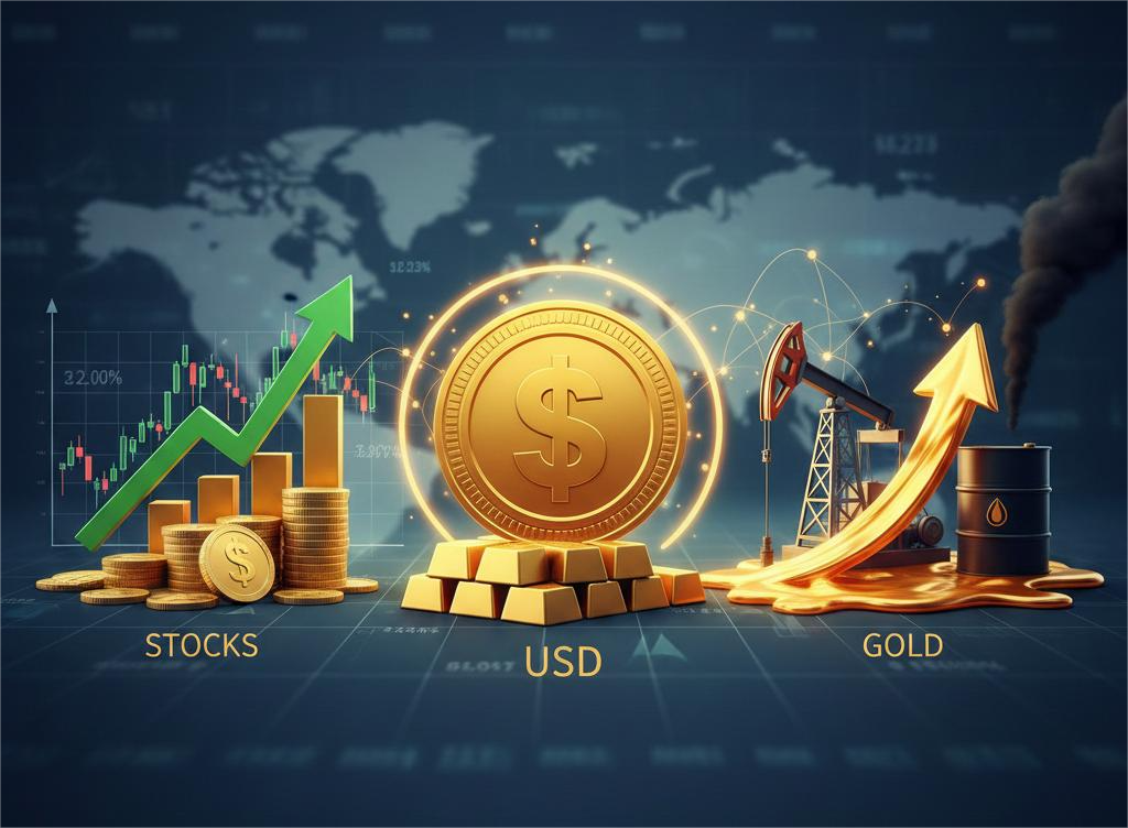 Chứng khoán hồi phục, USD mạnh, vàng và dầu tiếp diễn xu hướng